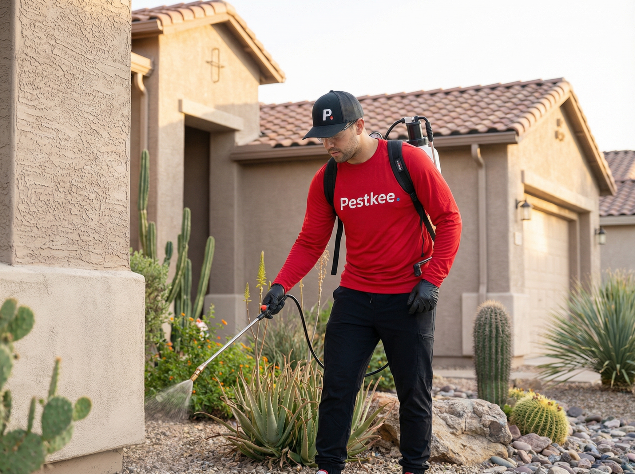 Pestkee technician treating a home